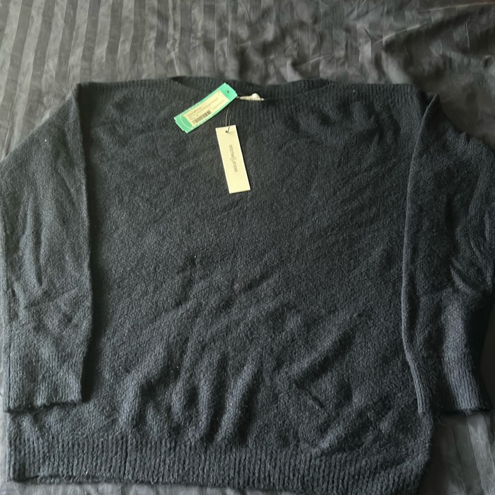 Stitches and Stripes textured boatneck pullover navy size M